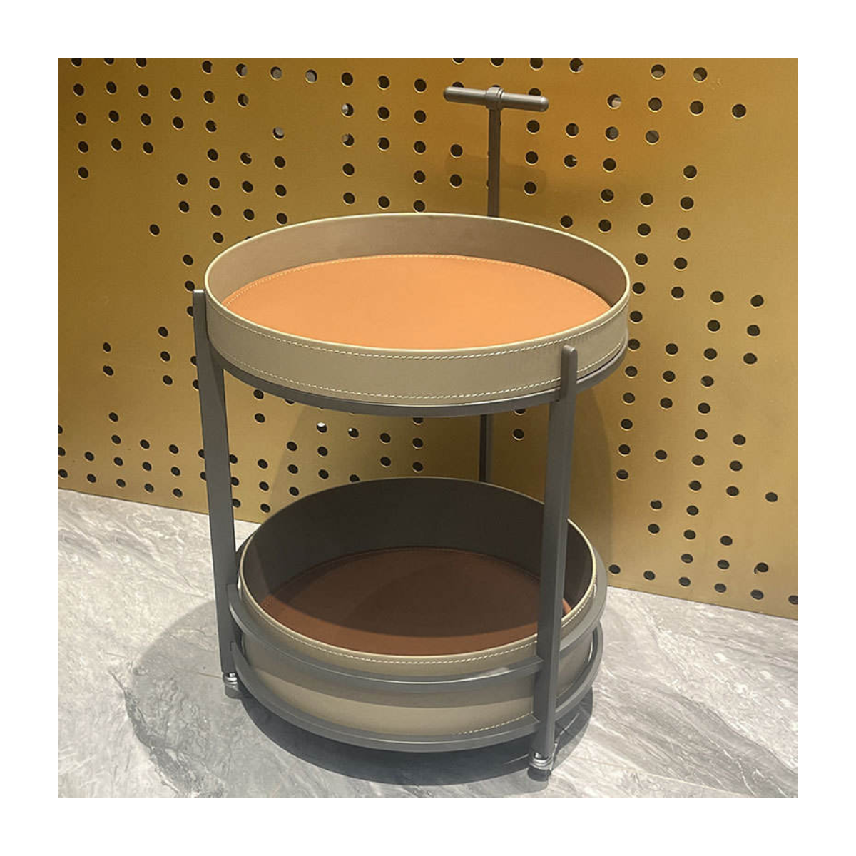 Saddle Tray Bar Cart Side Table